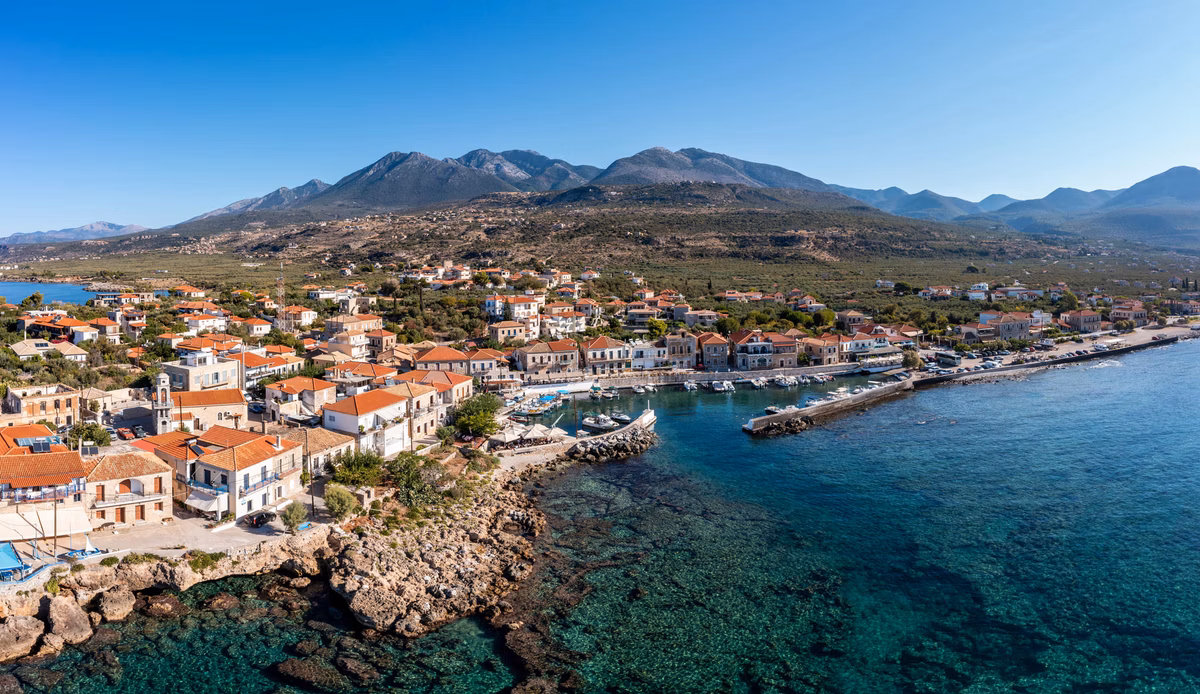 The coastline and mountains of the Peloponnese