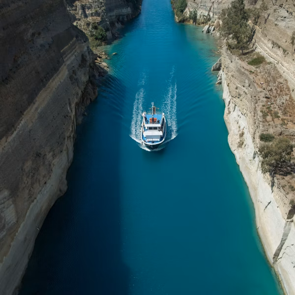 Boat passage in greek corinth