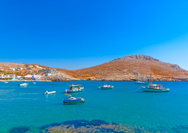 Traditional fishing boats docked in port