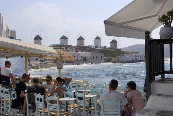 Windmills on mykonos greece
