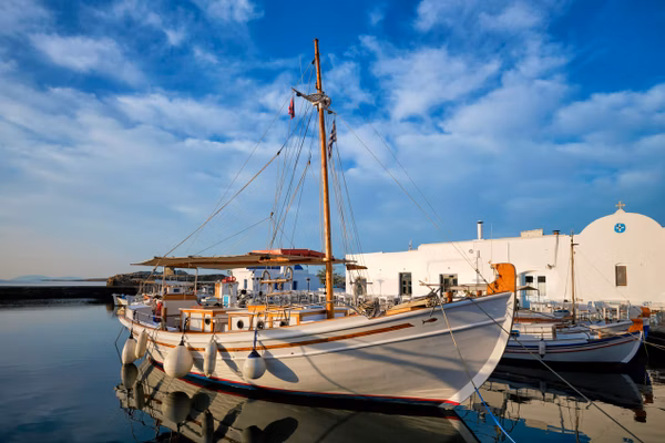 Fishing boats in port of naousa paros