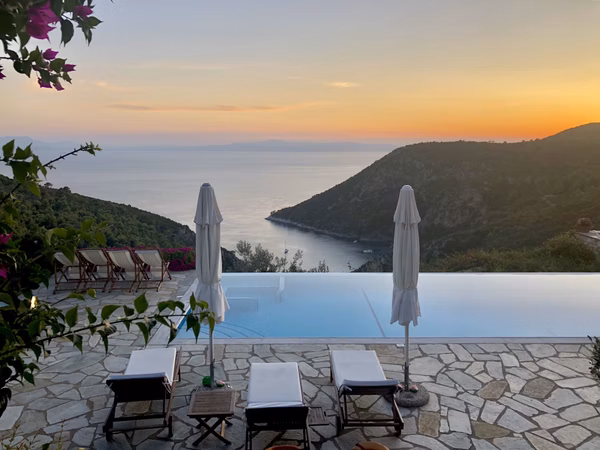 Luxury villa pool and ocean view on island of skopelos