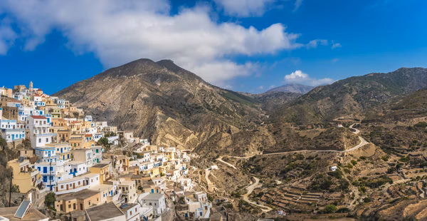 Panoramic view of the village of olympos