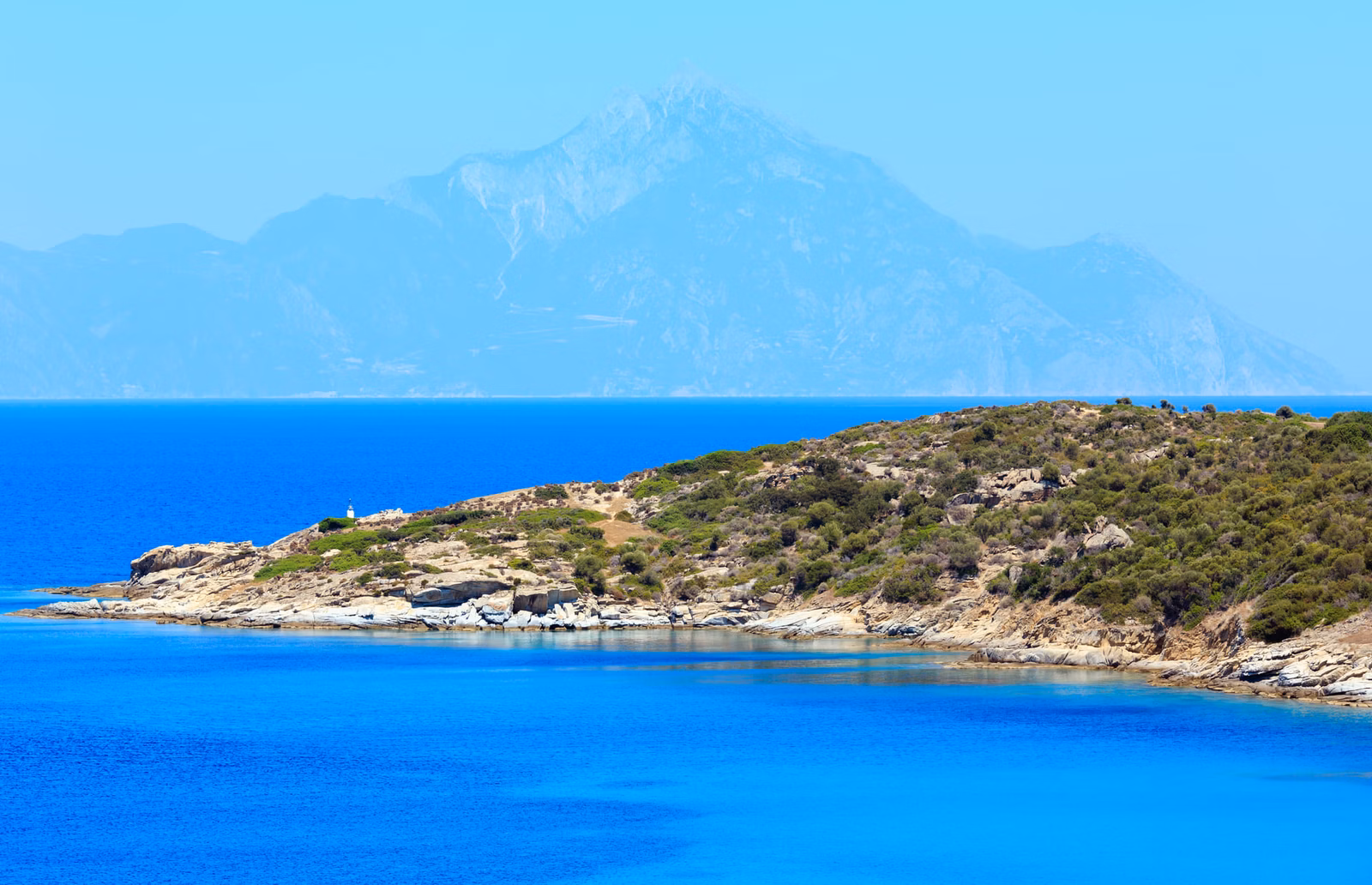 Mount Athos: Summer sea coast landscape