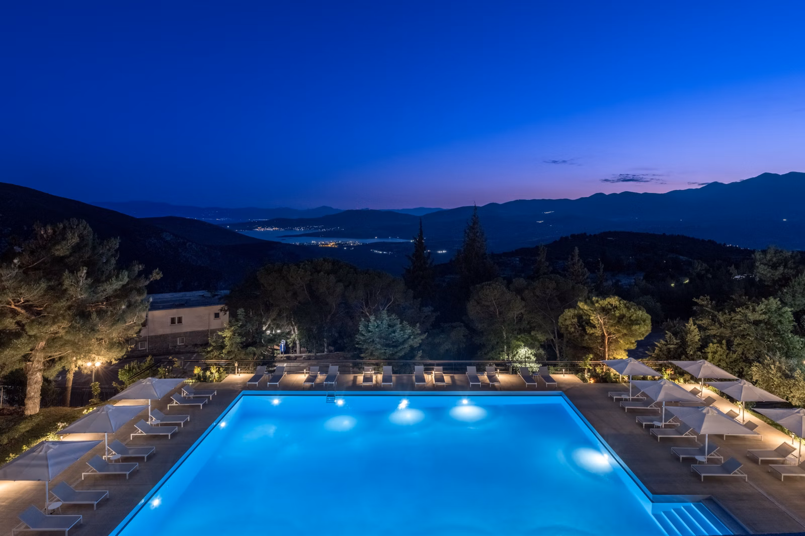 The gardens and pool at Amalia Hotel Delphi