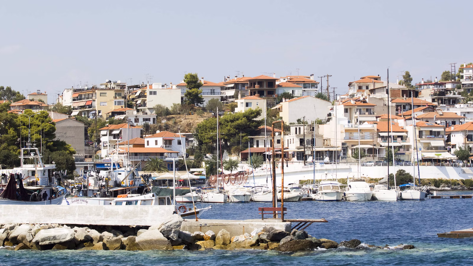 Greek landscape with sea and resorts